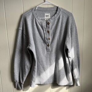 Aerie Heather Gray Button-Up Sweater